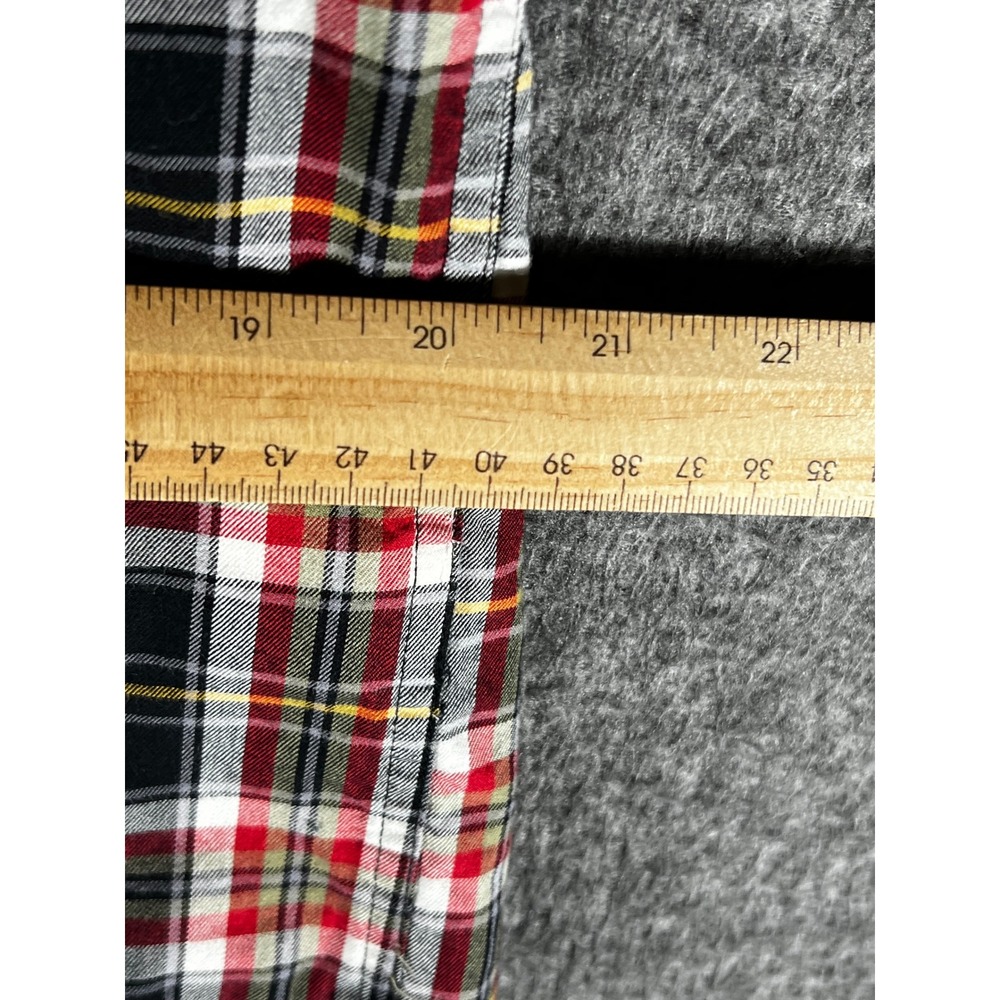 Orvis Mens Plaid Button Down Shirt Red Black White Yellow 100% Cotton Size M - Picture 7 of 8